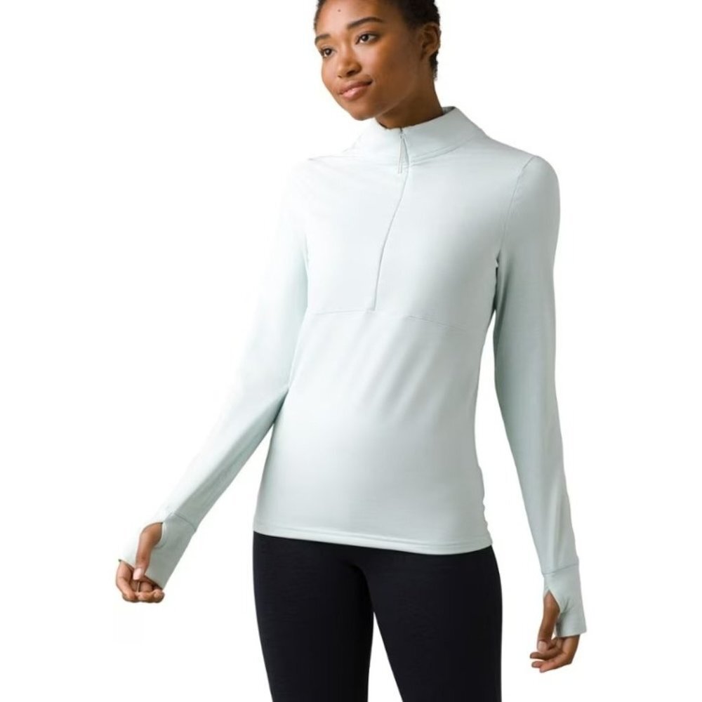 prAna‎ Womens Ice Flow Half-Zip Pullover Frost Light Green Size Small
